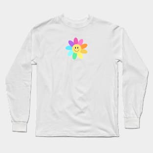 Rainbow Happy Face Flower Small Long Sleeve T-Shirt
